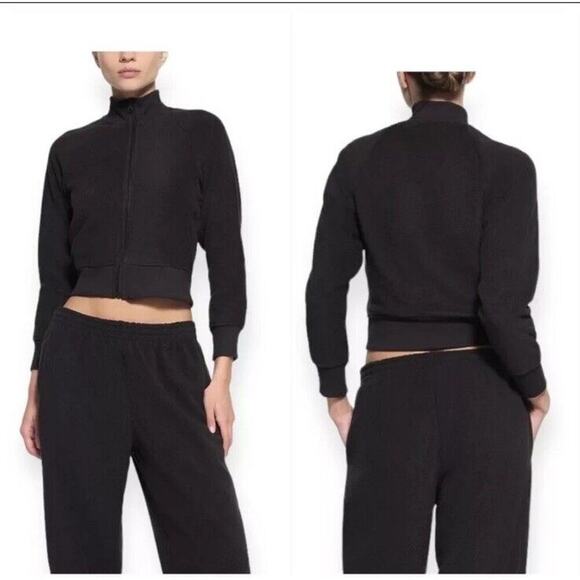 SKIMS Jackets & Blazers - Skims Fleece Lounge Track Jacket Sz XXL Cropped Black Onyx Outdoor Casual New​
